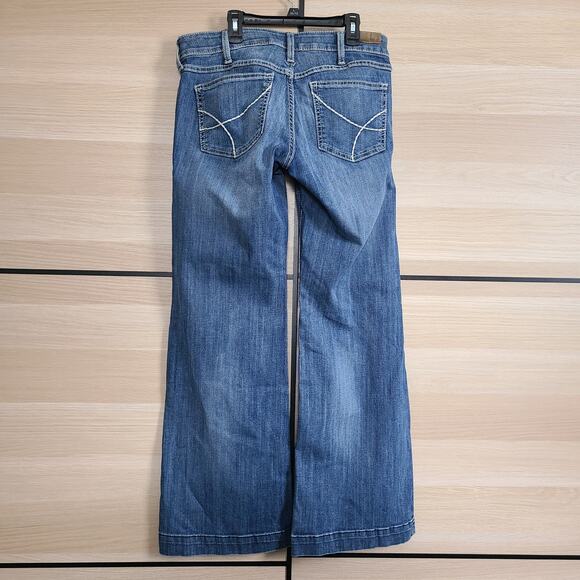 Ariat Denim Women Trousers 30 R (32x30.5) Mid Rise Western Wide Leg Jean Cowgirl - Picture 2 of 14